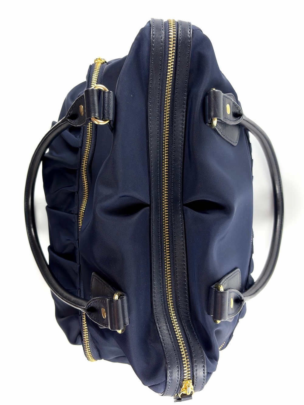 MZ Wallace Jane Bedford Navy Nylon Satchel Multi Pocket Gold Hardware w/pouch - Picture 7 of 14